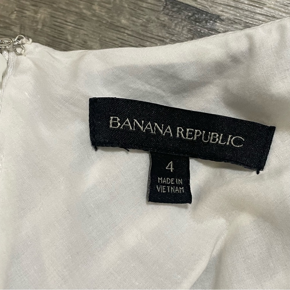 Banana Republic Dress Gray White Striped Linen Sleeveless Dress Women's Size 4 - Picture 7 of 9